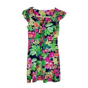 Lilly Pulitzer Womens Cotton Cap Sleeve Dress Size S‎ Floral Artsy Resort Preppy
